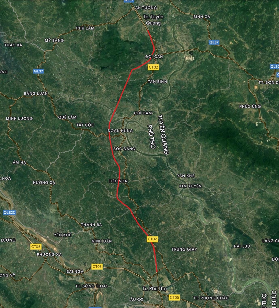 Cao tốc Phú Thọ Tuyên Quang từ trên cao