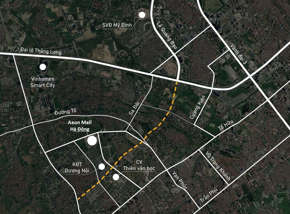 Vị trí tuyến đường Lê Quang Đạo kéo dài