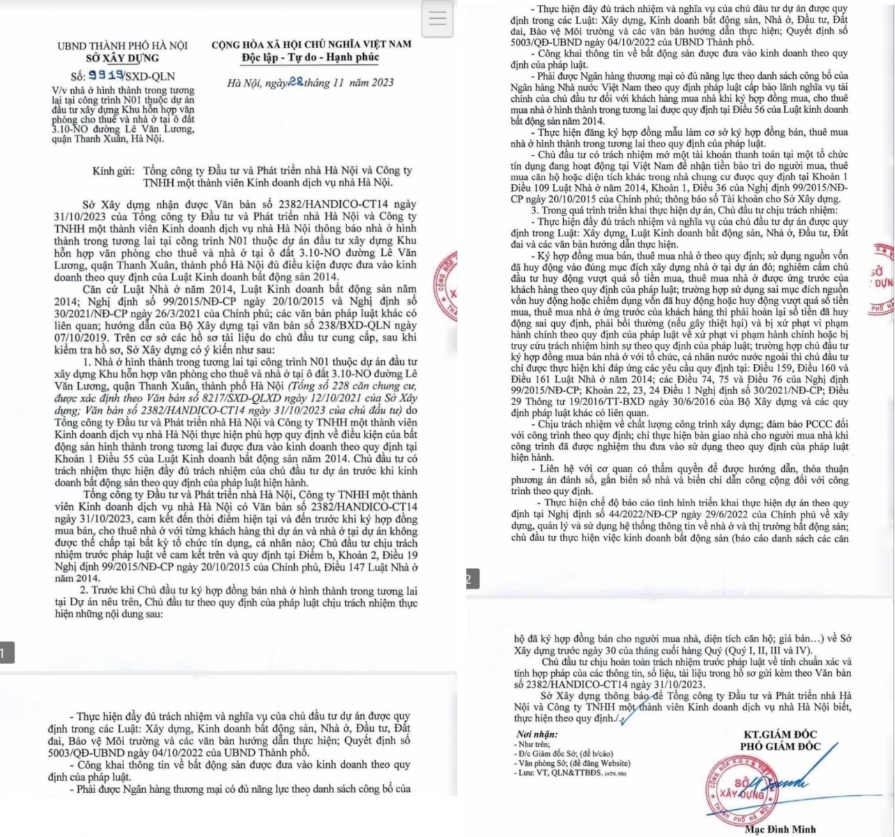 Giấy Phép bán nhà Handico 33 Lê Văn Lương