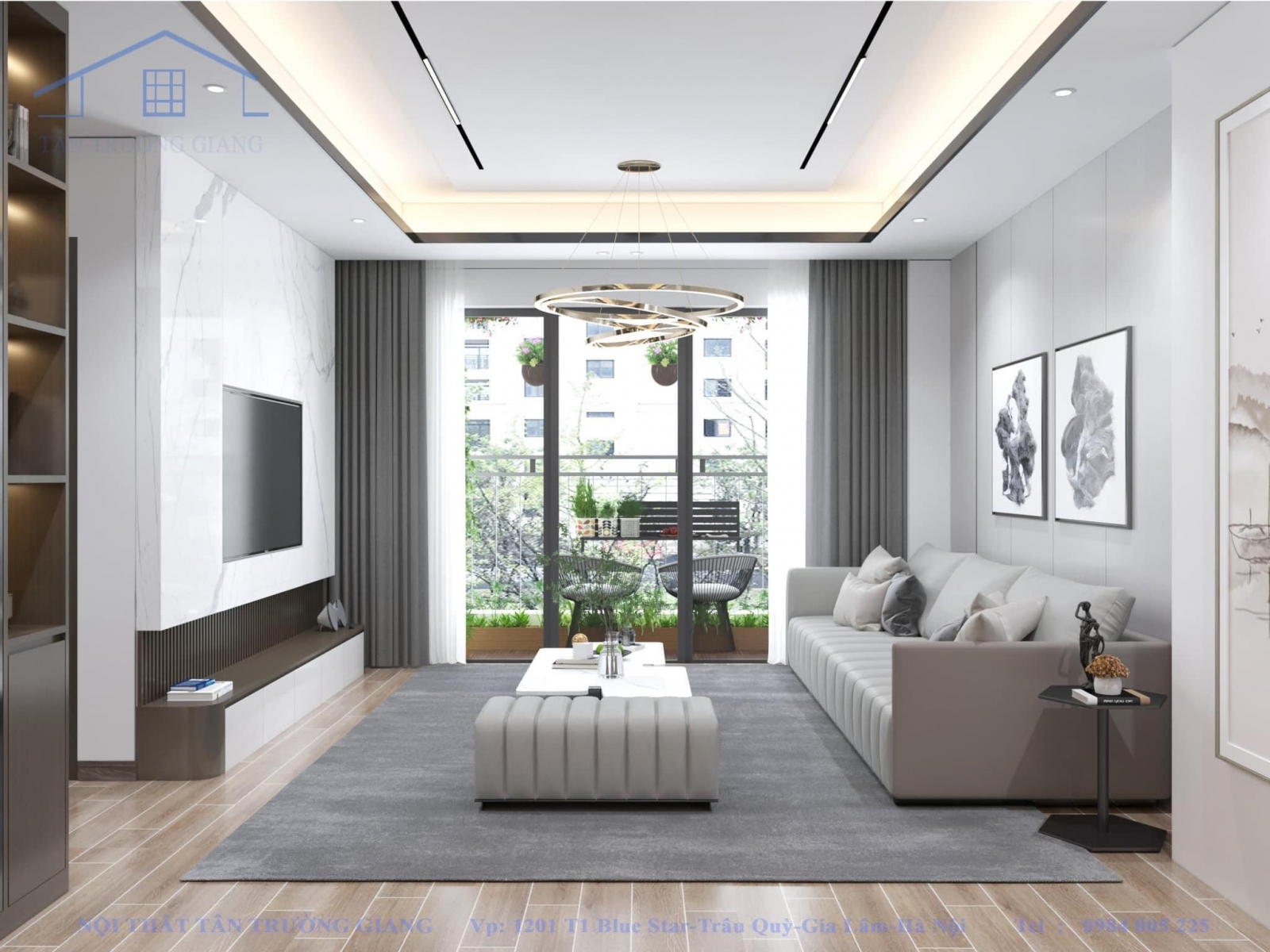 Nội thất phòng khách 122m2 x2 Đại Kim