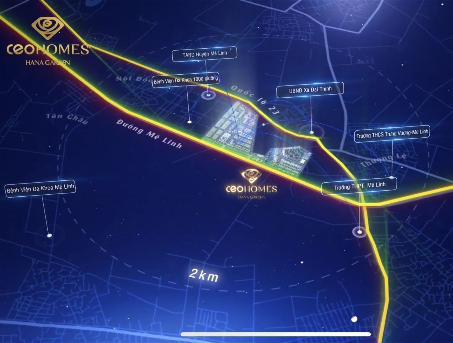 vị trí CEO Mê Linh mặt đường Mê Linh