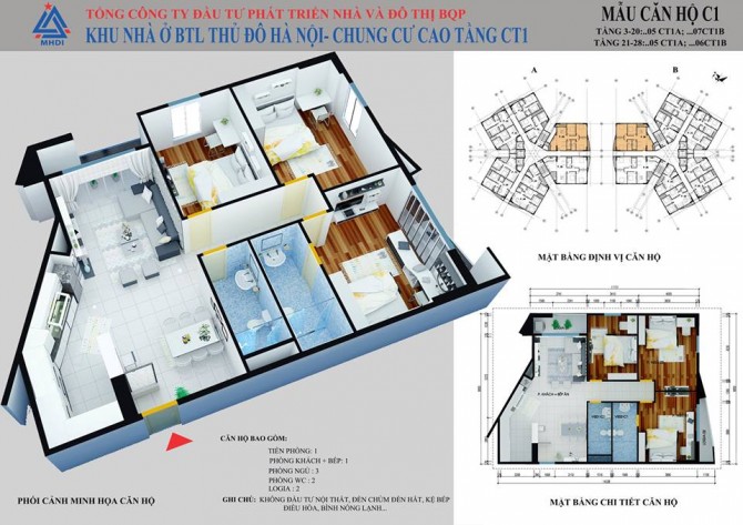 căn hộ diện tích 62m2 Chung cư CT1 Yên Nghĩa