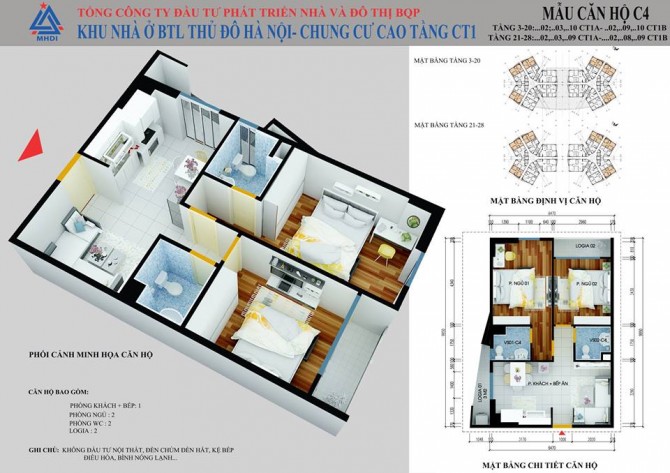 căn hộ diện tích 62m2 Chung cư CT1 Yên Nghĩa