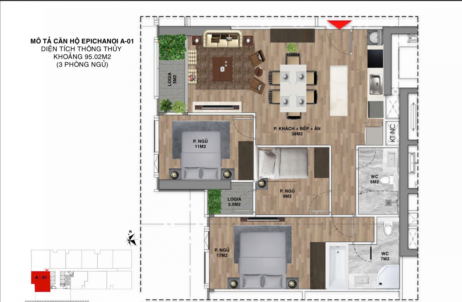 Mặt Bằng căn hộ Epic Tower 19 Duy Tân 