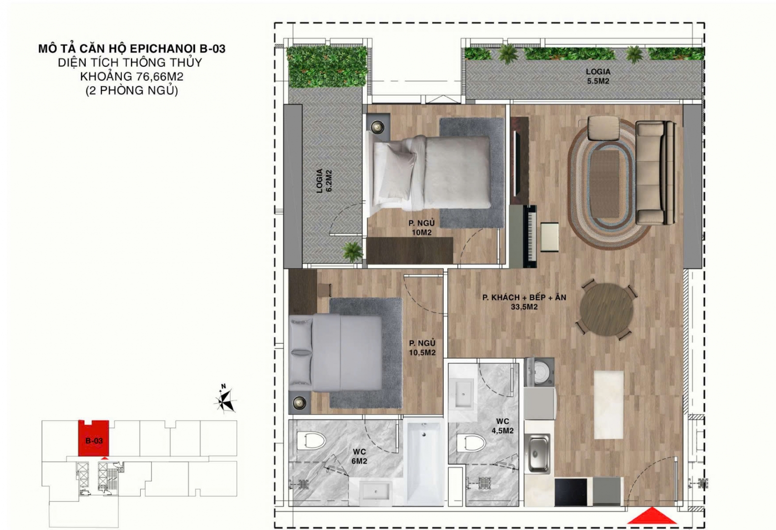 Mặt Bằng căn hộ Epic Tower 19 Duy Tân 