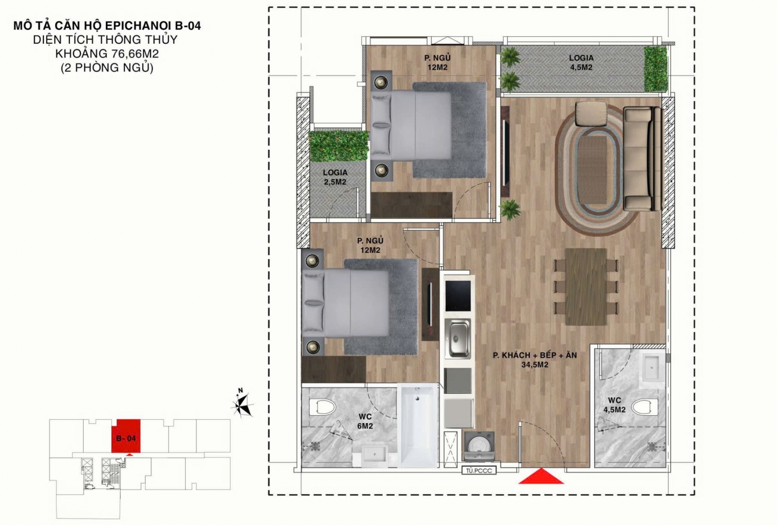 Mặt Bằng căn hộ Epic Tower 19 Duy Tân 