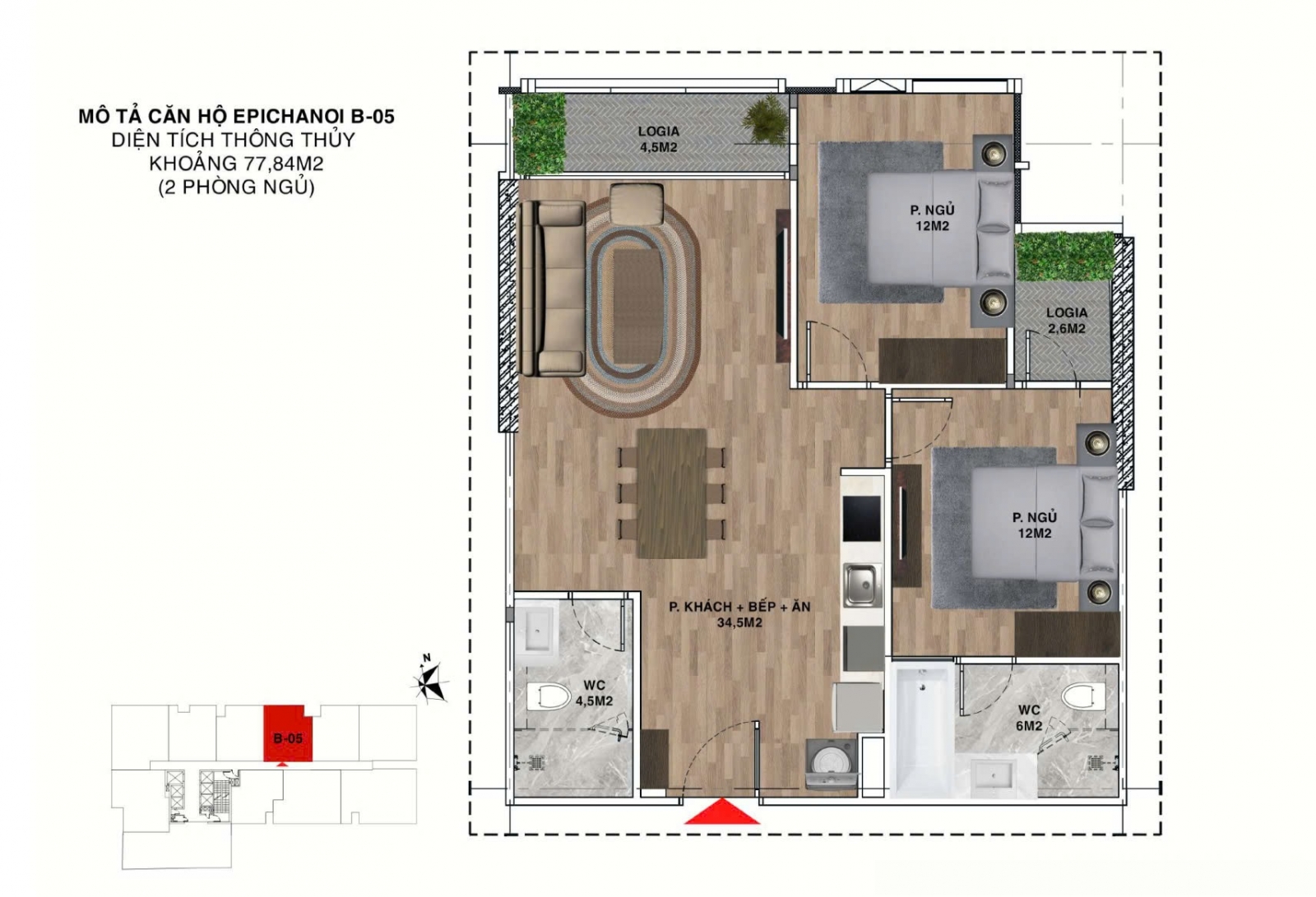 Mặt Bằng căn hộ Epic Tower 19 Duy Tân 