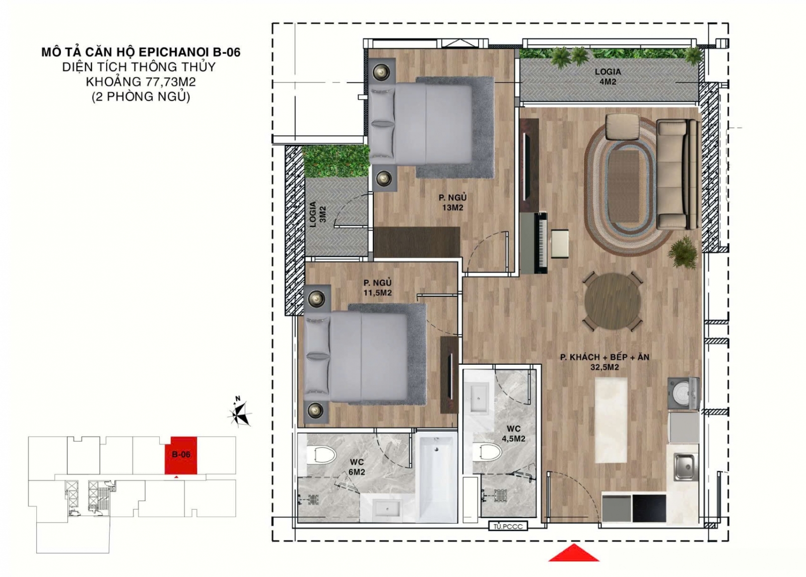 Mặt Bằng căn hộ Epic Tower 19 Duy Tân 