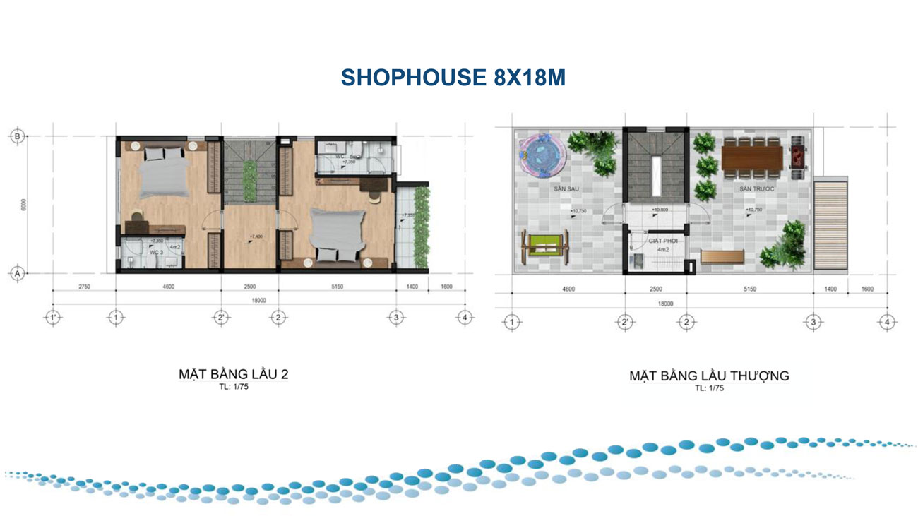 Thiết kế shophouse 8x18m dự án Para Grus Cam Ranh