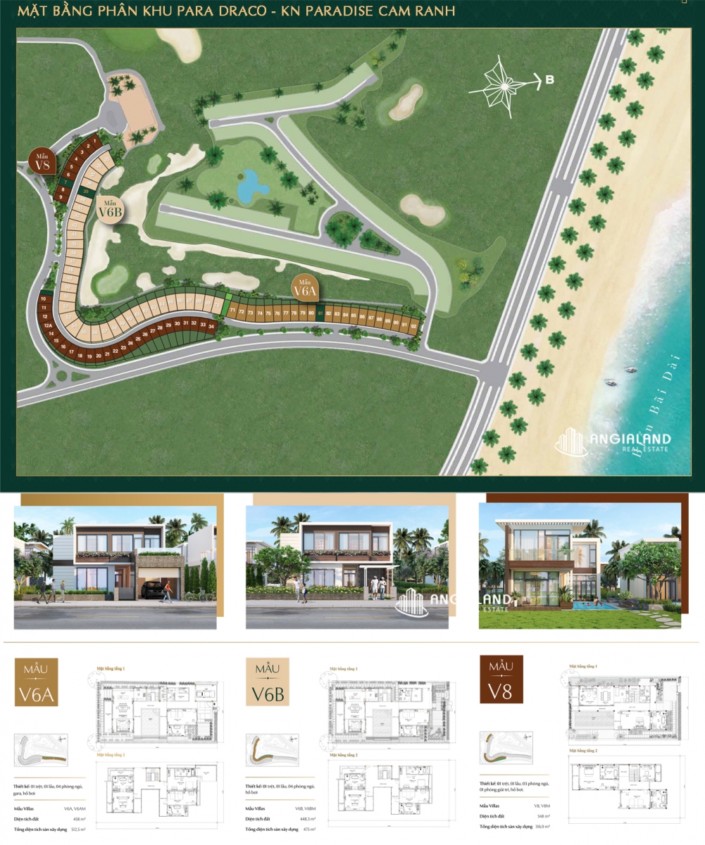 Mặt bằng & Thiết kế chi tiết phân khu Para Draco KN Paradise Cam Ranh