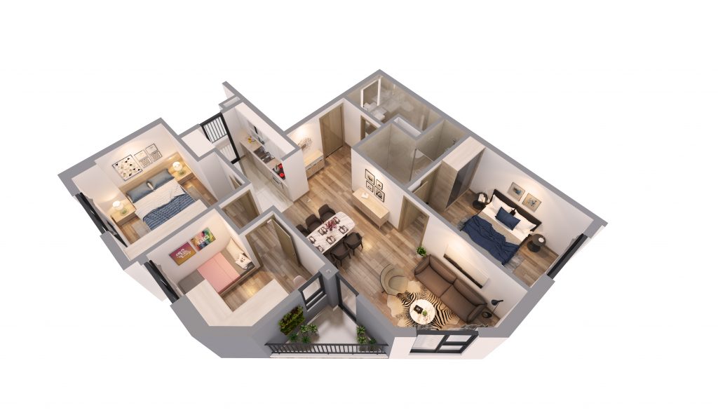 Thiết kế căn hộ 07 chung cư T&T 120 Định Công