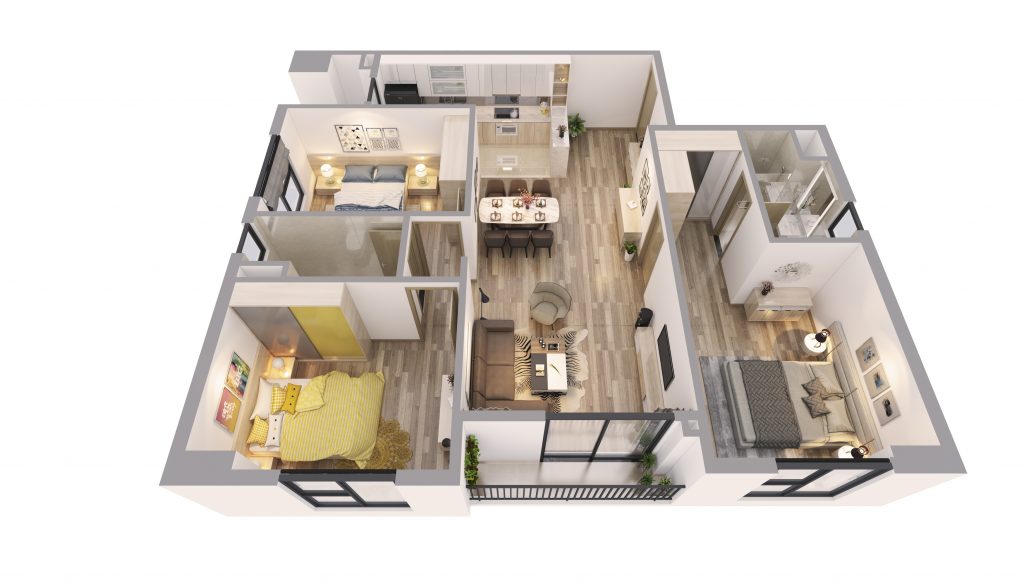 Thiết kế căn hộ 10 chung cư T&T 120 Định Công