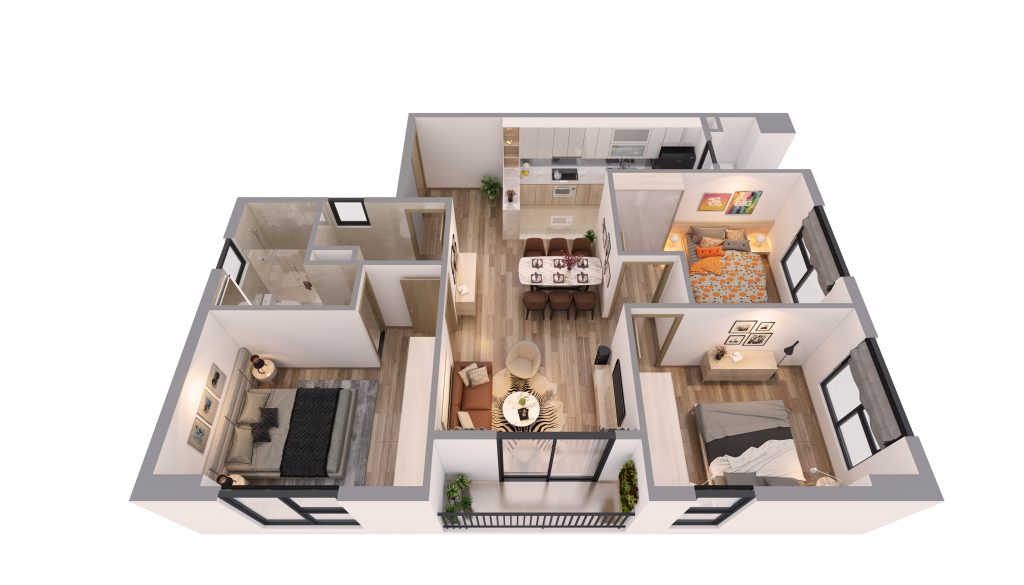 Thiết kế căn hộ 15 chung cư T&T 120 Định Công