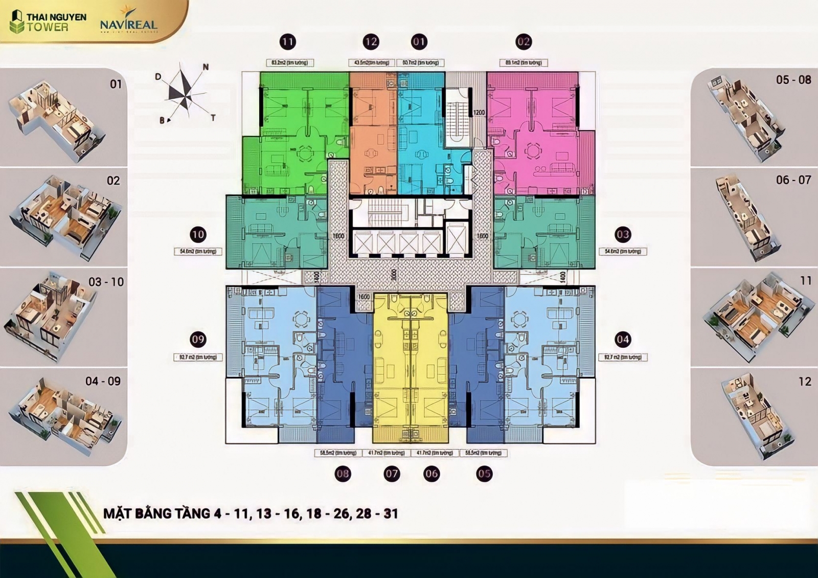 mặt bằng chung cưThái Nguyên Tower