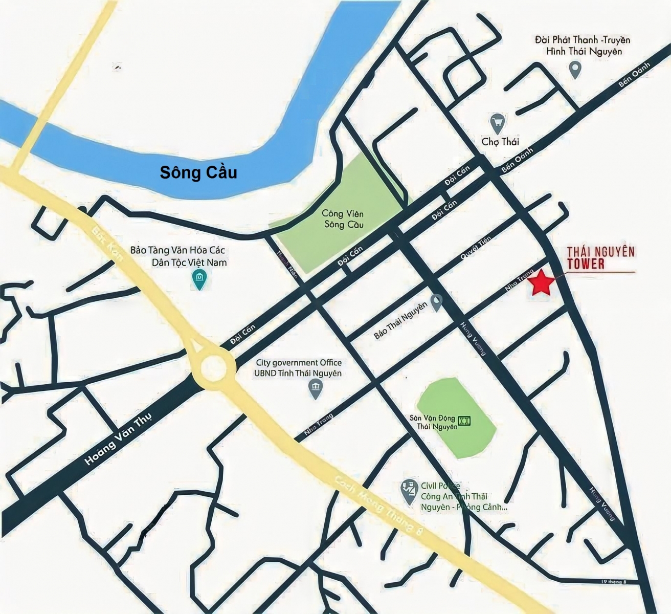 vị trí chung cư Thái Nguyên Tower