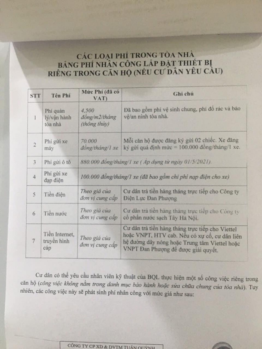 phí căn hộ xphomes star tân tây đô