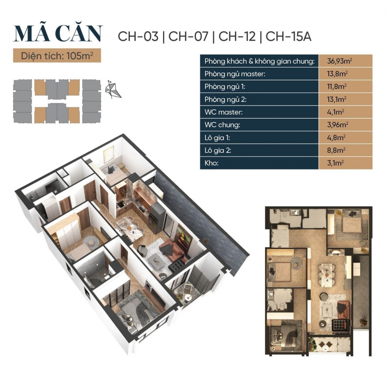 Mặt bằng Căn hộ Capital Elite 105M2