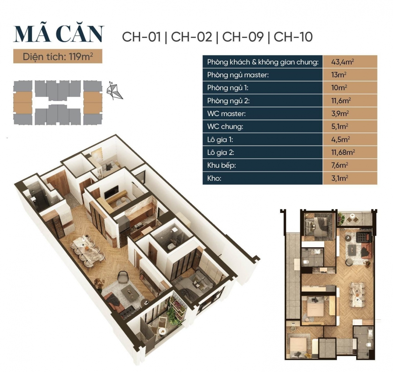 Mặt bằng Căn hộ Capital Elite 119M2