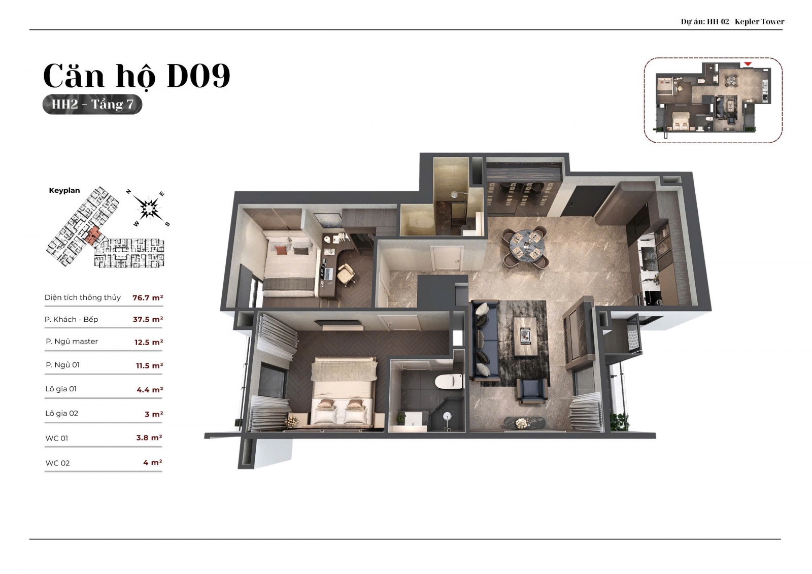 Mặt Bằng Kepler Land Mỗ Lao TSQ căn hộ