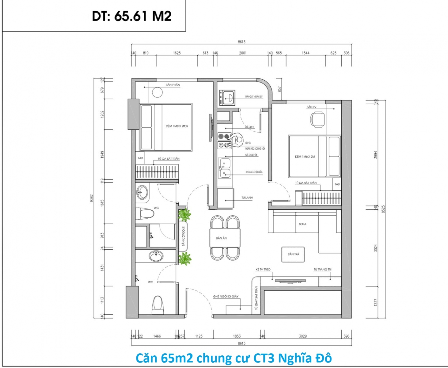 chung cư ct3 nghĩa đô căn 65m2