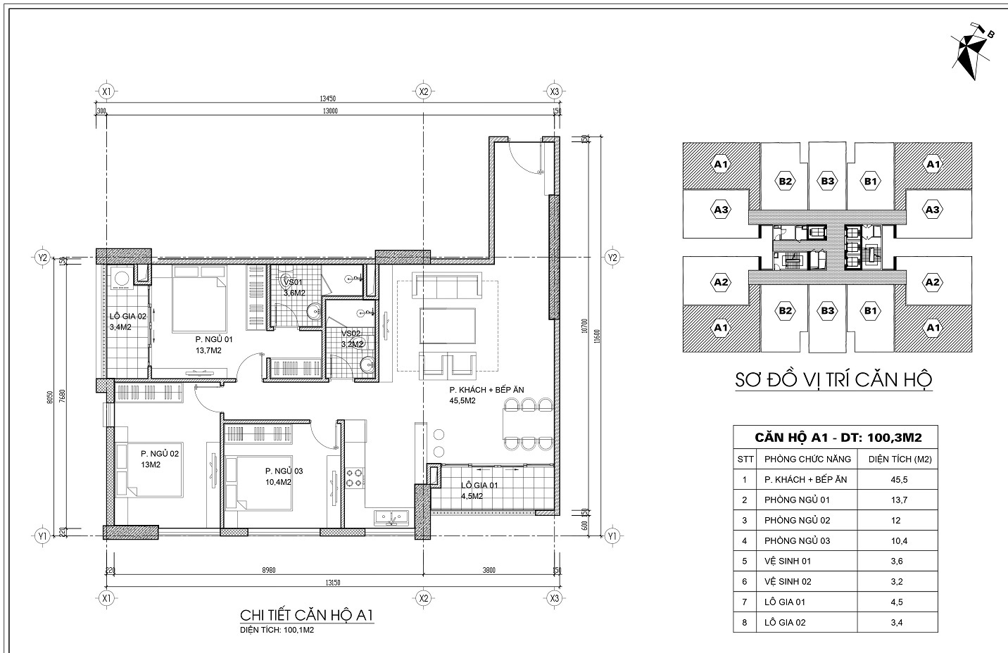 mặt bằng căn hộ 100m2 ct4 yên nghĩa