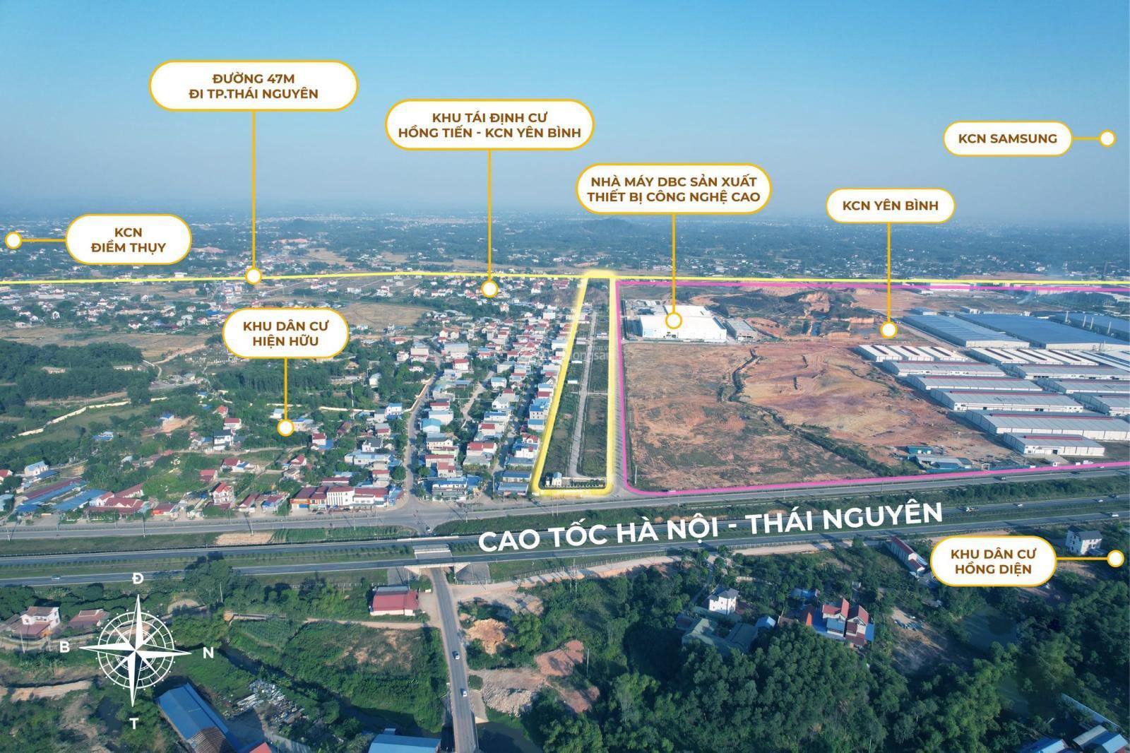 vị trí đất đấu giá Hồng Tiến Phổ yên