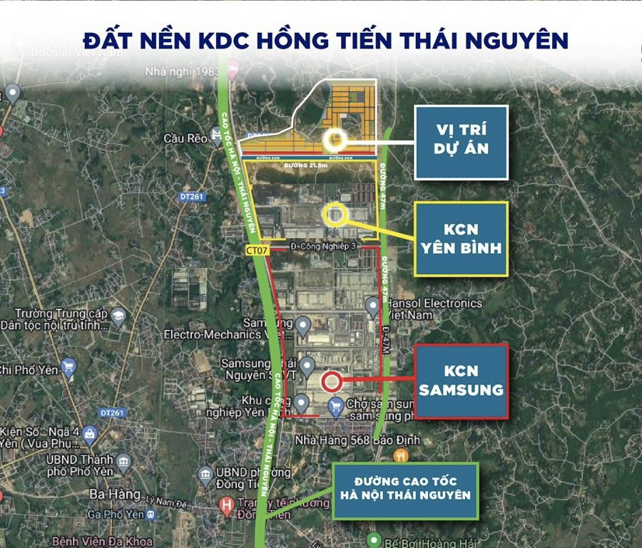 Vị trí đất đấu giá Hồng Tiến, Phổ Yên, Thái Nguyên