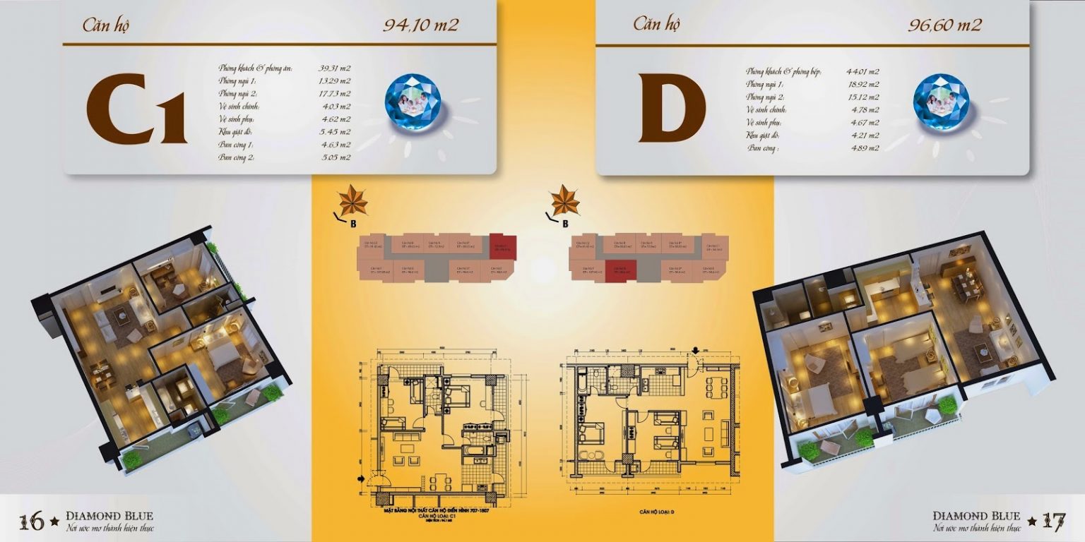 mặt bằng Chung cư Diamond Blue