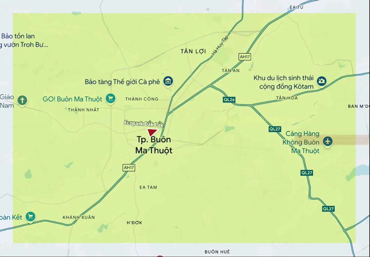 vị trí Phối cảnh Ecopark Đắk Lắk Ecopark Buôn Ma Thuột