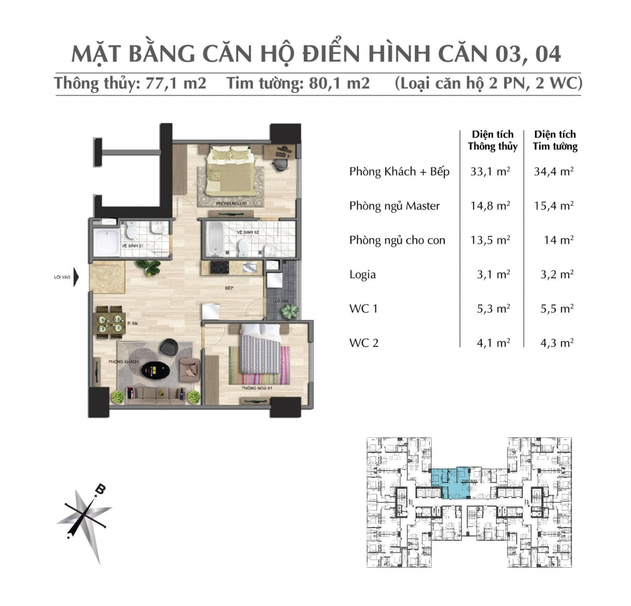 Mặt bằng park 3 Eurowindow River Park 77m2