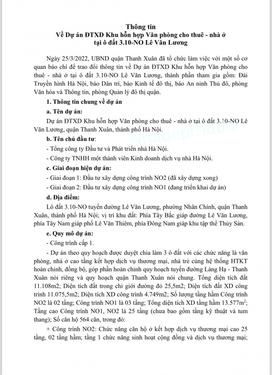 Pháp lí và Tiến độ chung cư HanDiCo Complex Lê Văn Lương 