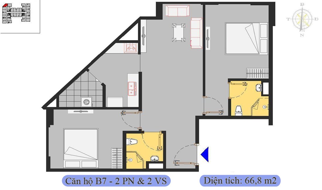 Mặt bằng căn hộ tòa CT1 dự án Him Lam Thượng Thanh