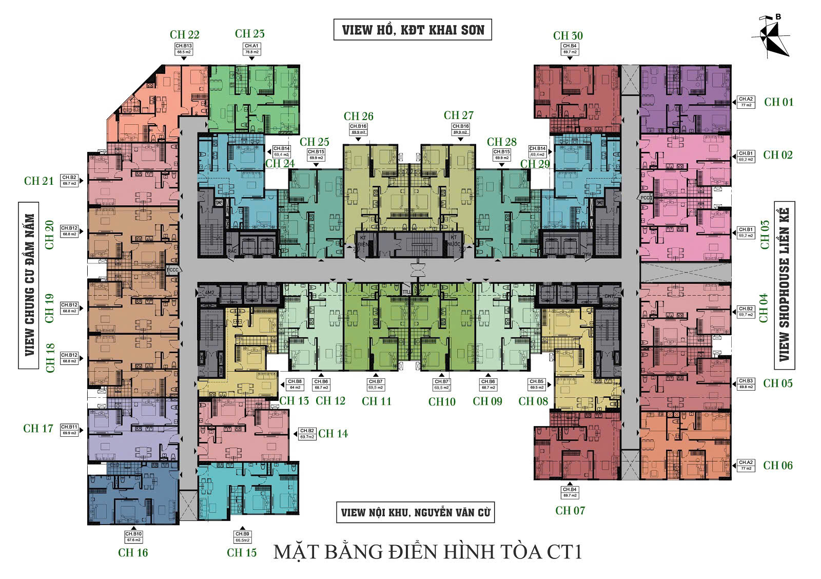 Mặt bằng căn hộ tòa CT1 dự án Him Lam Thượng Thanh