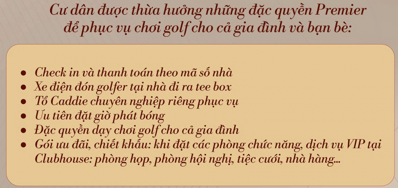 Đặc quyền cư dân Him Lam Vĩnh Tuy Long Biên Golf Villas 