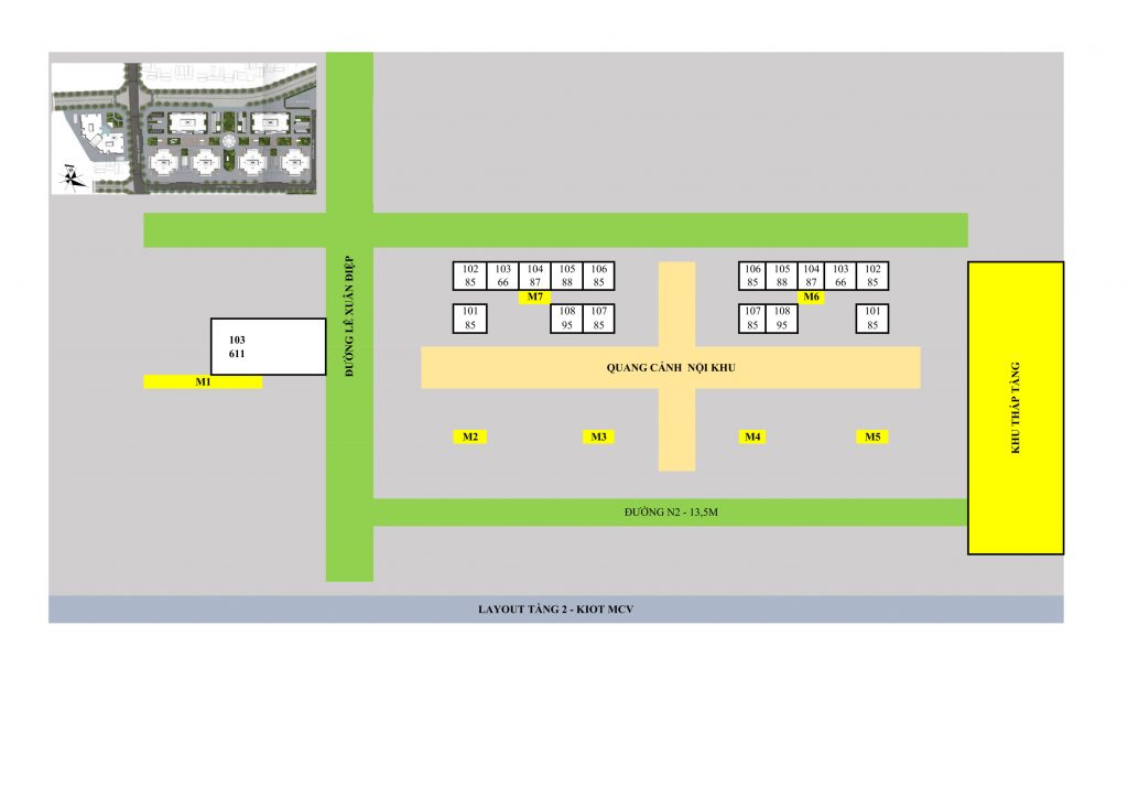 Mặt bằng tầng 8 Kiot Mipec Kiến Hưng