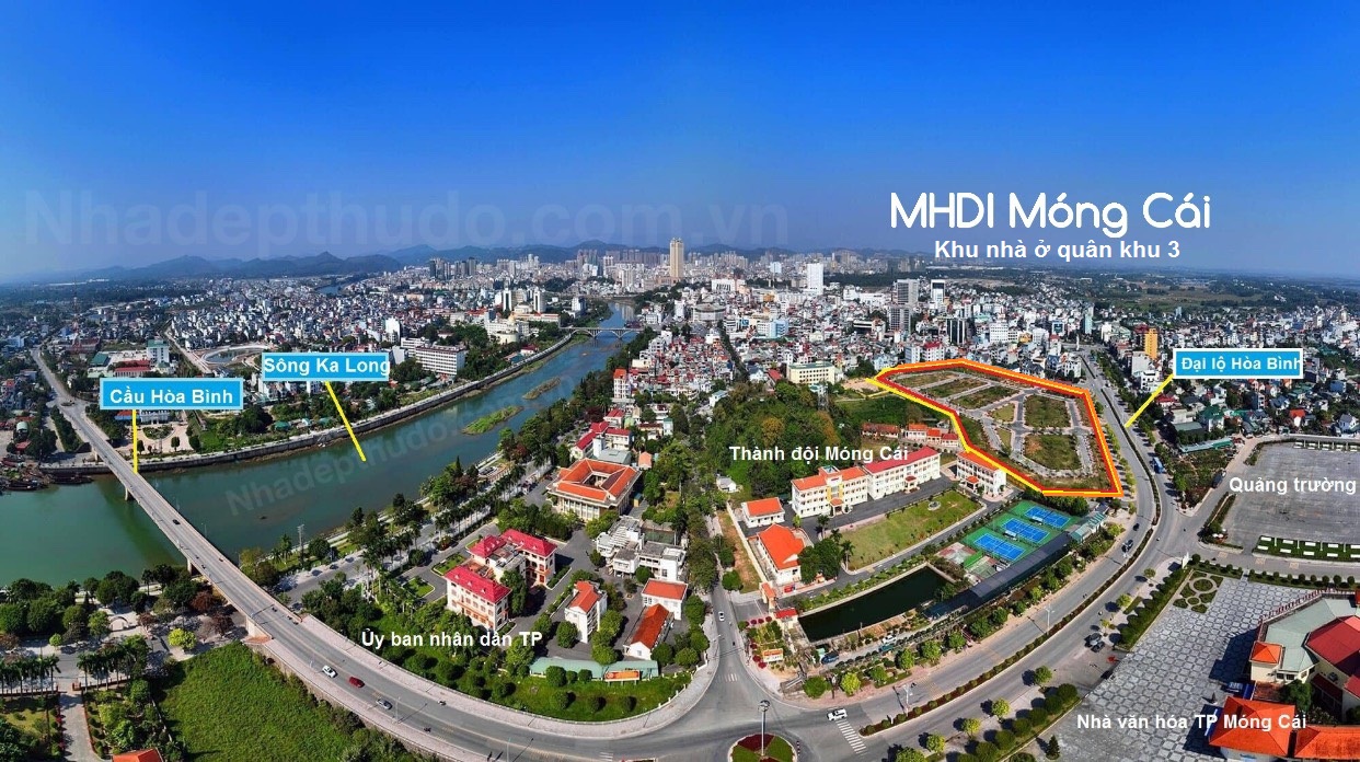 vị trí MHDI Móng Cái Khu nhà ở quân khu 3 từ trên cao