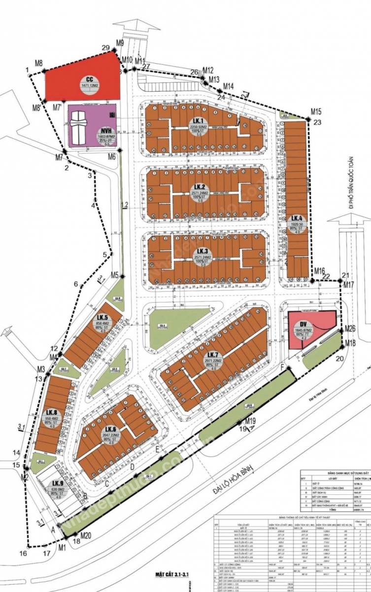 mặt bằng MHDI Móng Cái với 9 dãy liền kề