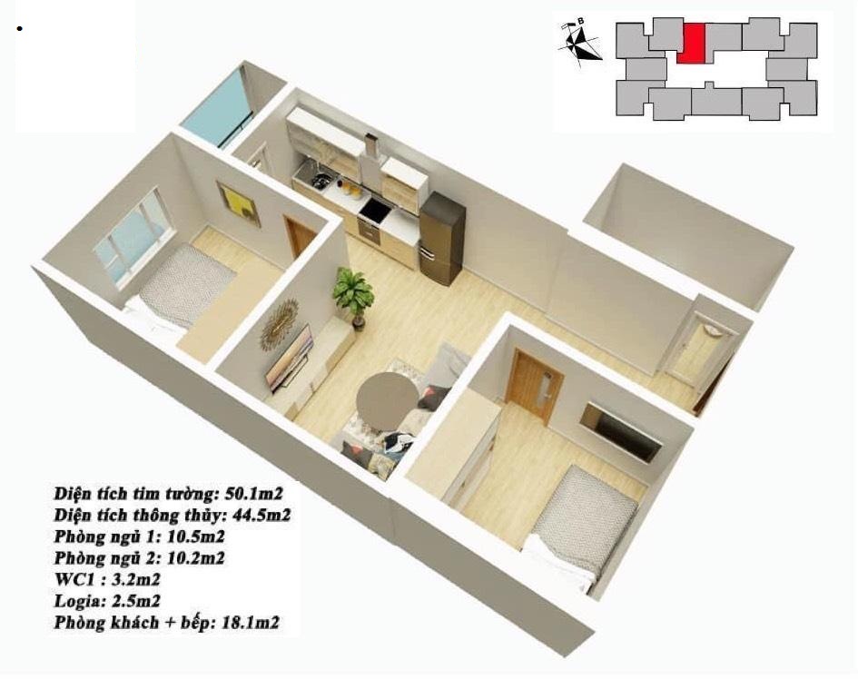mặt bằng căn hộ Mipec Kiến Hưng