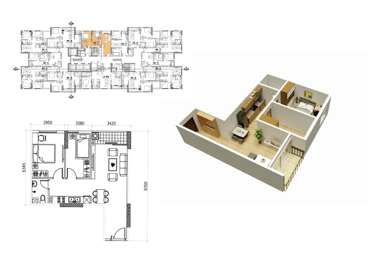 mặt bằng căn hộ Mipec Kiến Hưng