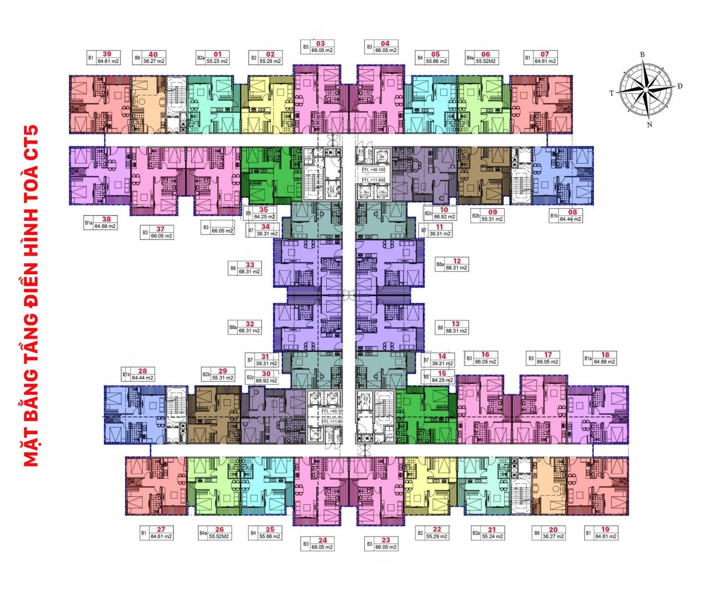   Mặt bằng điển hình tòa CT5 nhà ở xã hội Kho 3 Lạc Viên Harbor Residence