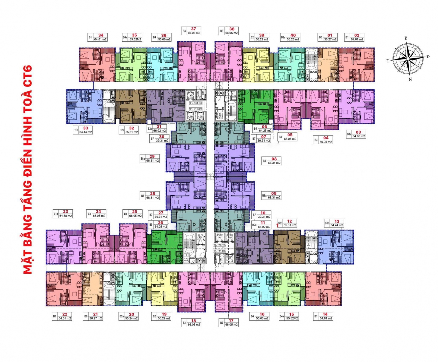   Mặt bằng điển hình tòa CT5 nhà ở xã hội Kho 3 Lạc Viên Harbor Residence