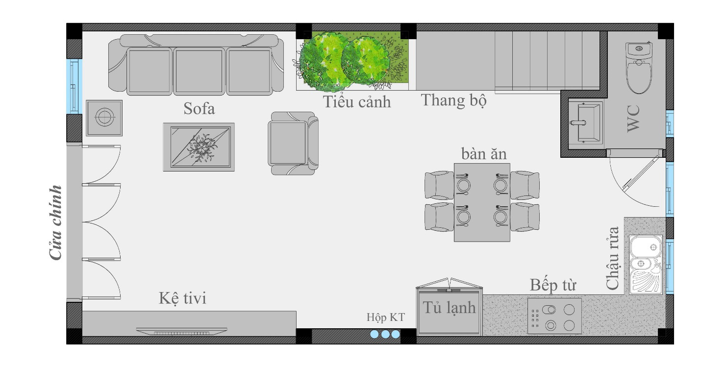 Mặt bằng tầng 1 ngôi nhà Luxury gold – Dream House Đại Thành 11