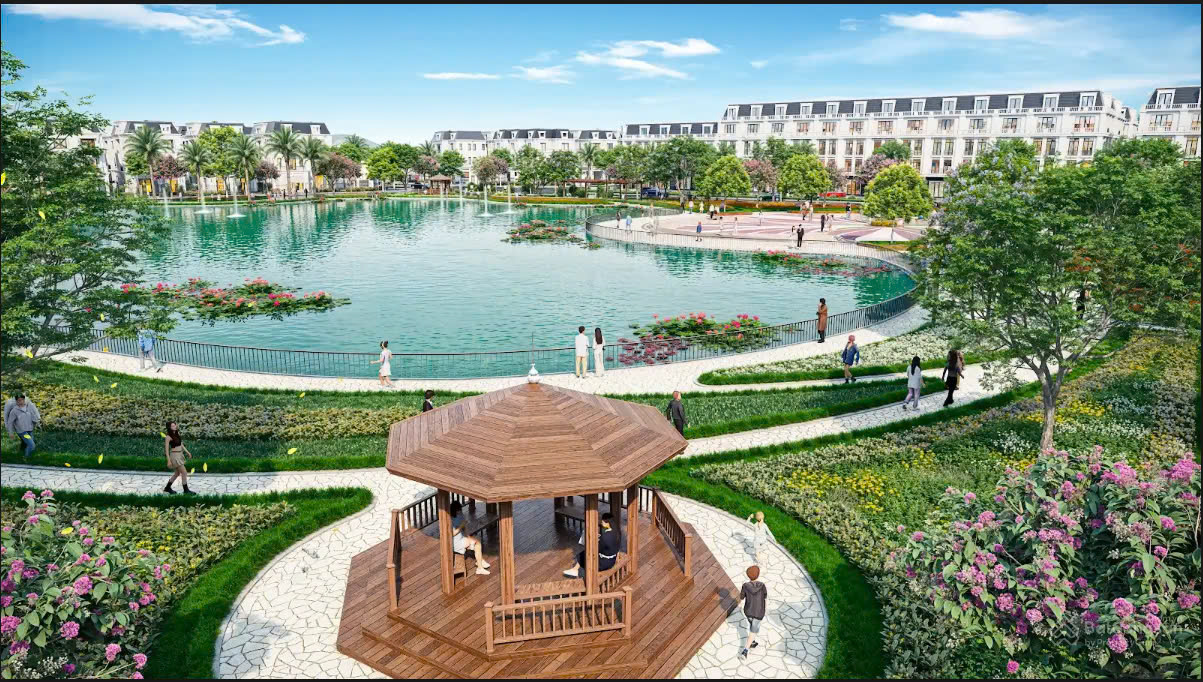 hồ cảnh quan Khu đô thị Yên Bái Riverside tiến độ