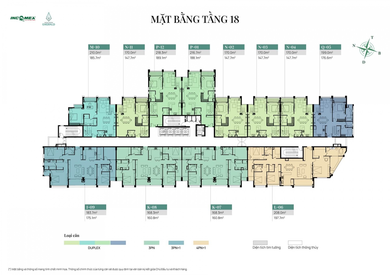 Mặt bằng tầng 18 dự án Northern Emerald Long Biên