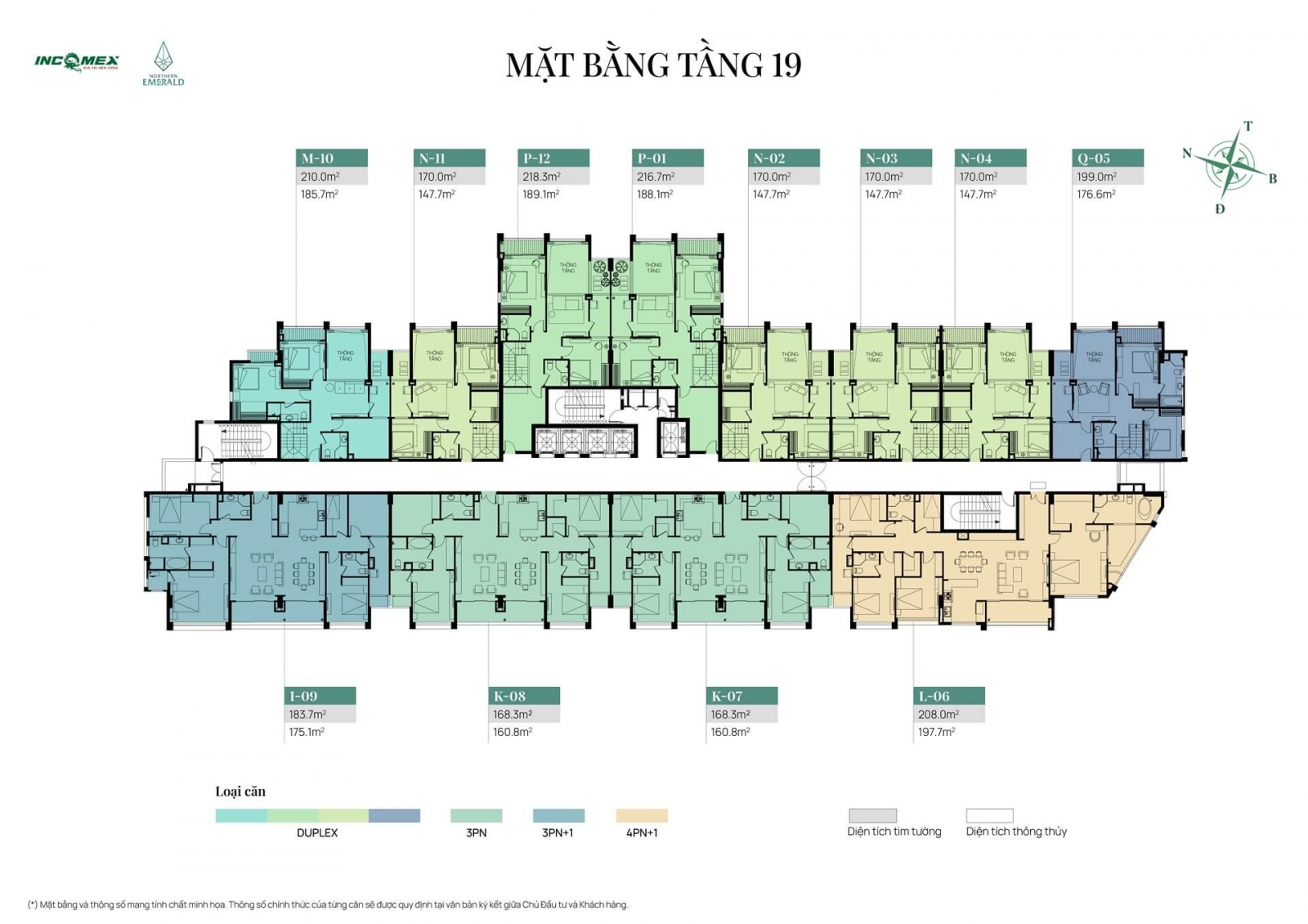 Mặt bằng tầng 19 dự án Northern Emerald Long Biên