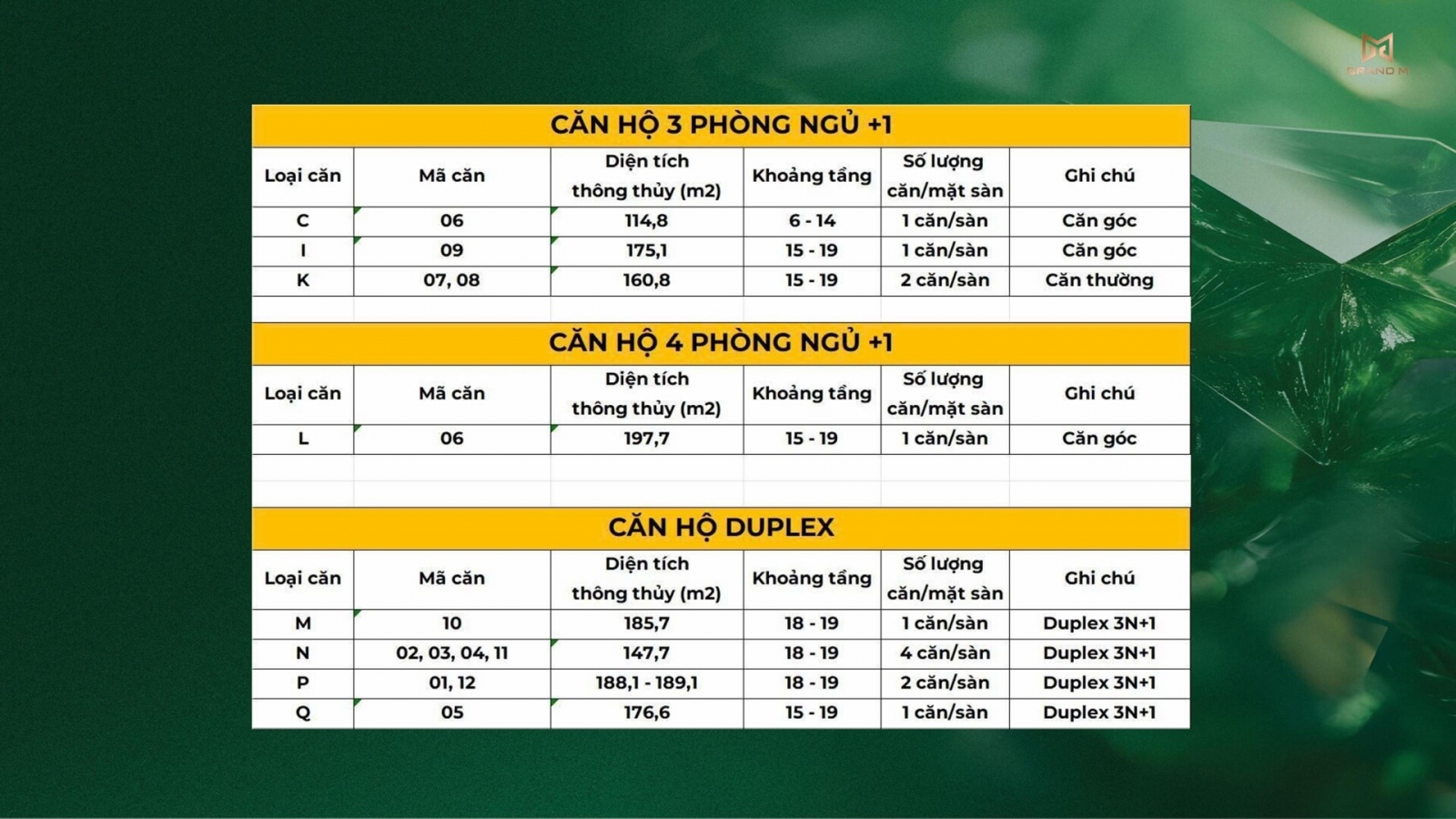 Mặt Bằng căn hộ Northern Emerald Long Biên