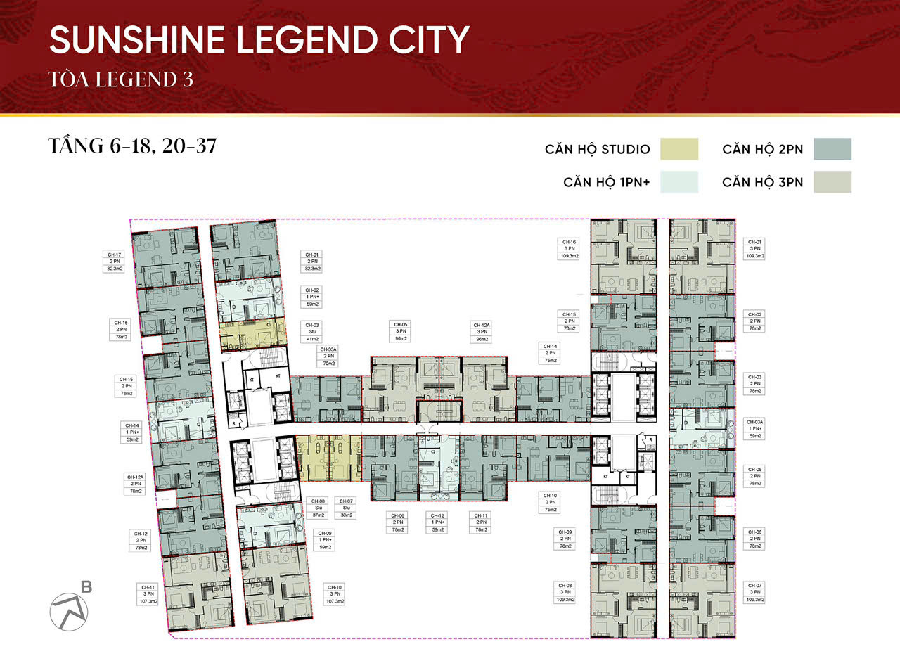 mặt bằng Chung cư Sunshine Legend City Hưng Yên