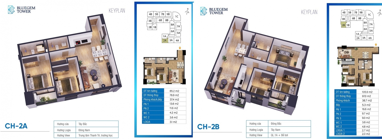 Mặt bằng căn hộ Dự án Bluegem Tower Thanh Trì