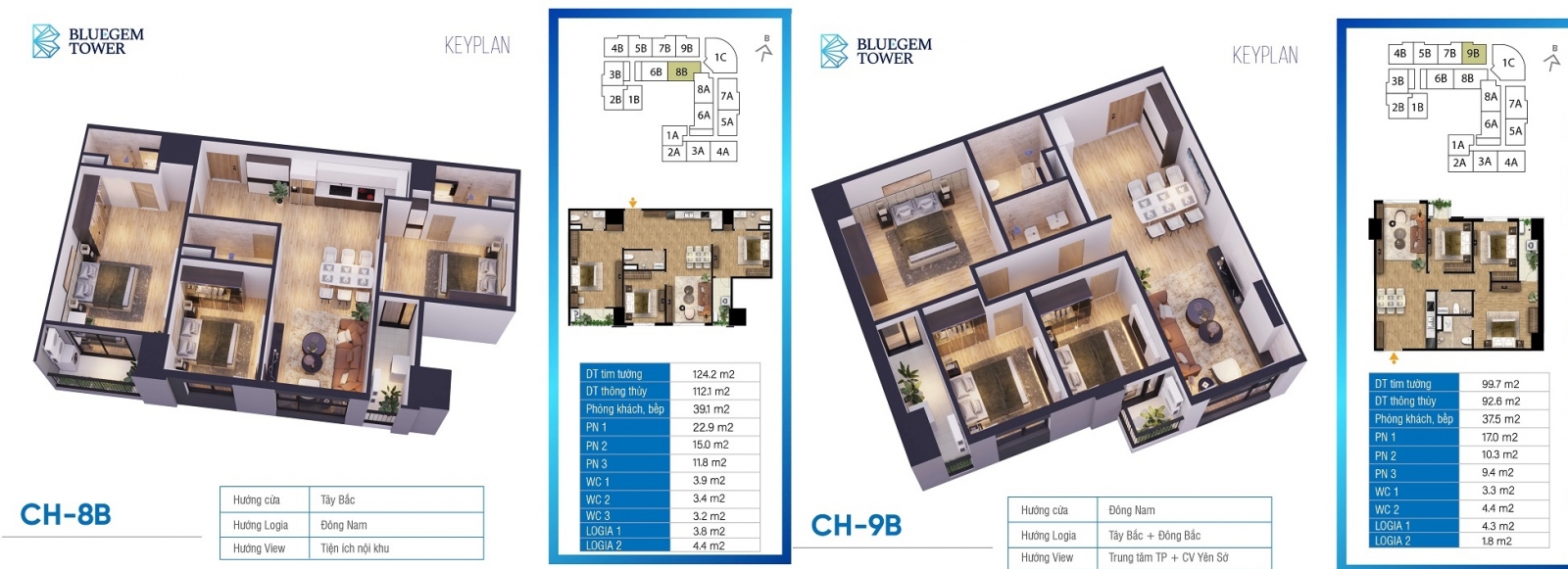 Mặt bằng căn hộ Dự án Bluegem Tower Thanh Trì