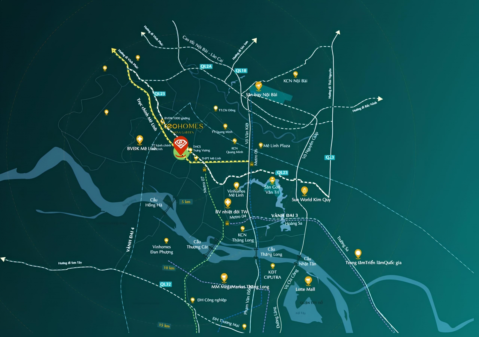 Vị trí dự án CEOHomes Hana Garden tọa lạc tại xã Quang Minh